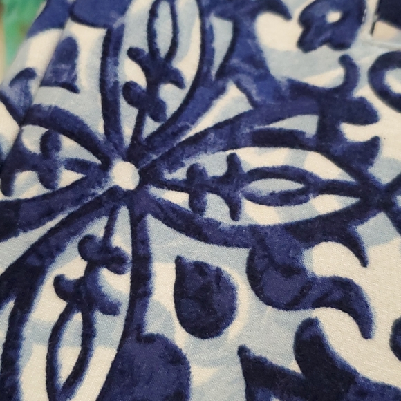 Chico's Navy Scroll Juliet Flat Front Pants - Picture 11 of 12